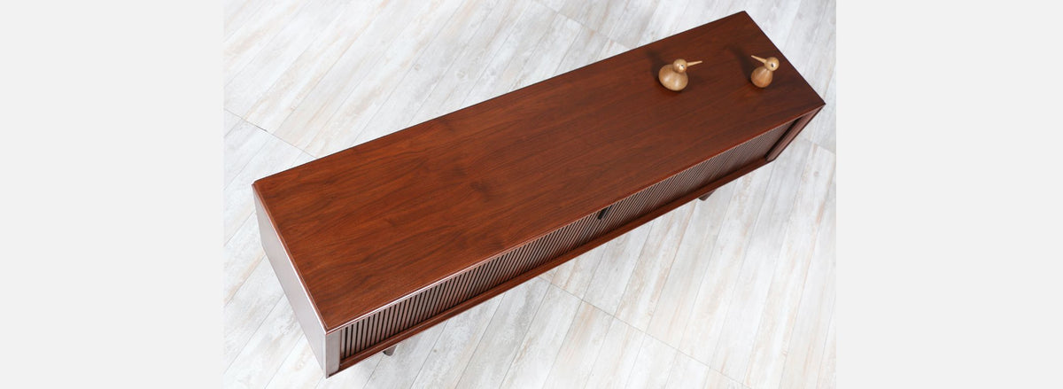 Mid Century Low Profile Tambour-Door Credenza by Barzilay 1