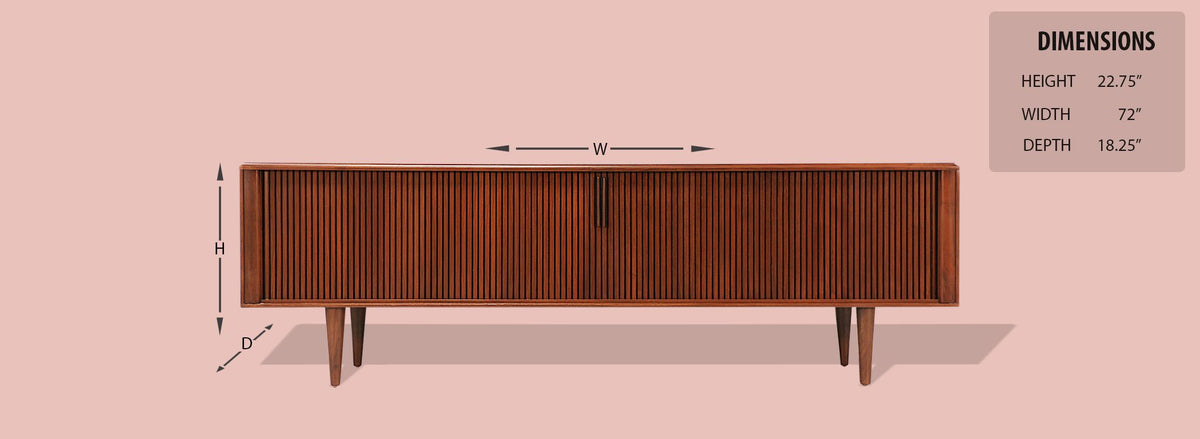Mid Century Low Profile Tambour-Door Credenza by Barzilay 1