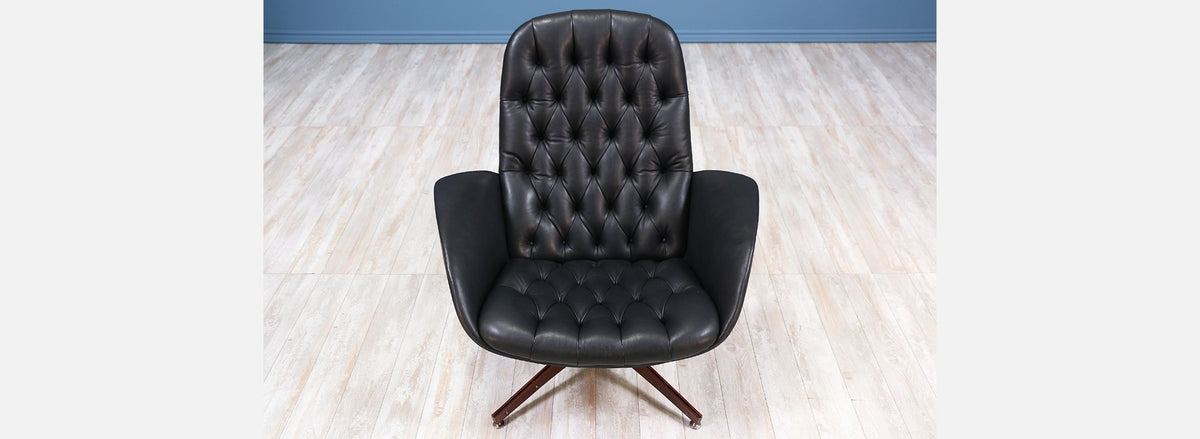 George Mulhauser "Mr. Chair" Leather Swivel Chair for Plycraft