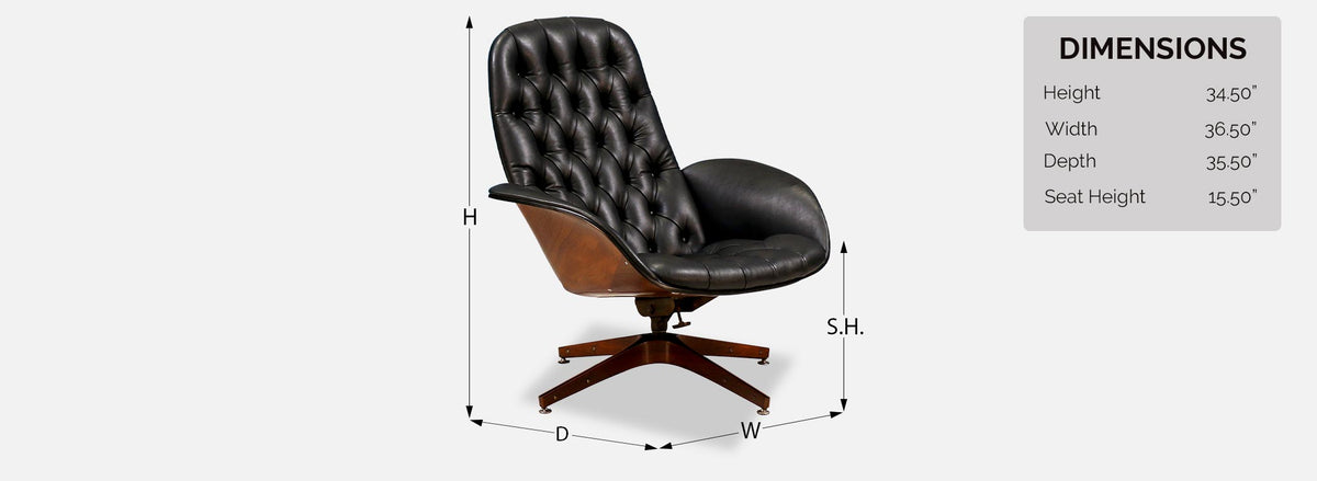 George Mulhauser "Mr. Chair" Leather Swivel Chair for Plycraft