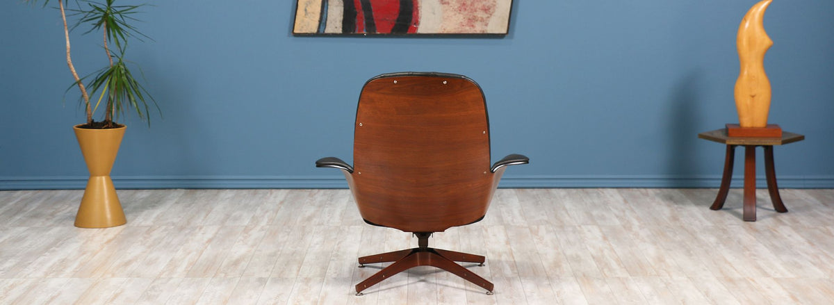George Mulhauser "Mr. Chair" Leather Swivel Chair for Plycraft
