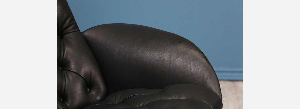 George Mulhauser "Mr. Chair" Leather Swivel Chair for Plycraft