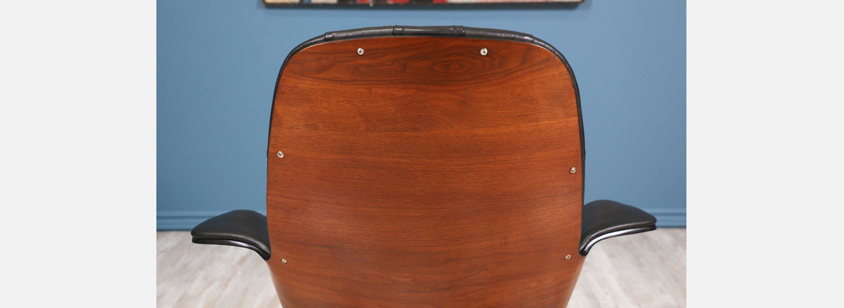 George Mulhauser "Mr. Chair" Leather Swivel Chair for Plycraft