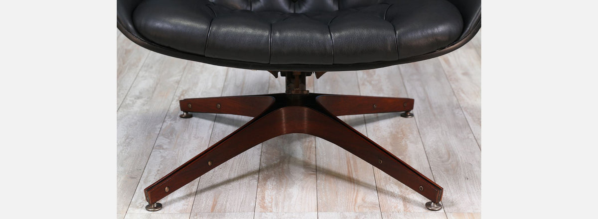 George Mulhauser "Mr. Chair" Leather Swivel Chair for Plycraft