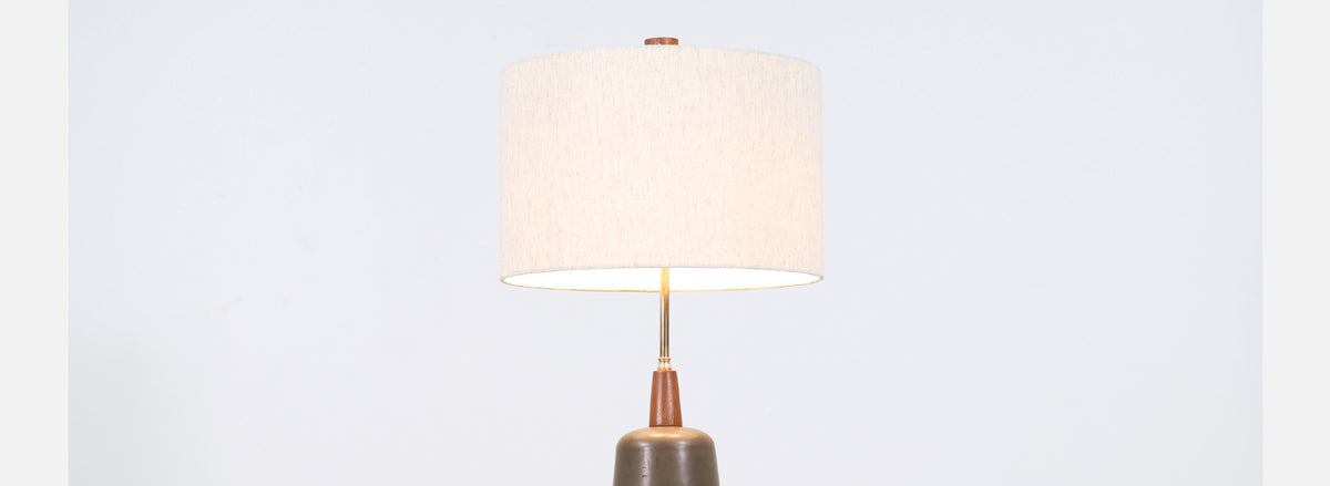 Gordon & Jane Martz Olive Green Ceramic Table Lamp for Marshall Studios