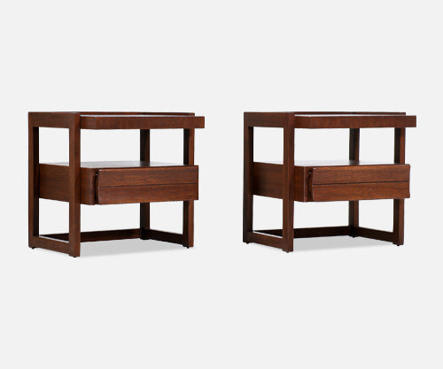 Paul Laszlo Two-Tier Mahogany Night Stands for Brown Saltman