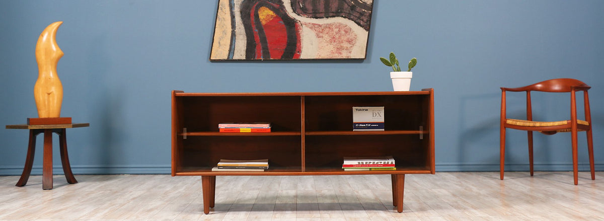 Danish Modern Low Profile Teak Bookcase
