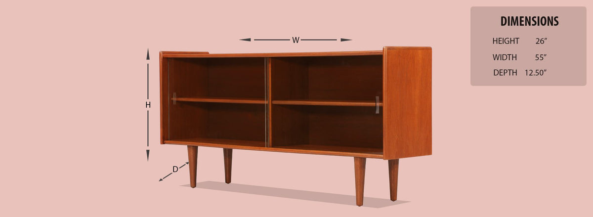 Danish Modern Low Profile Teak Bookcase