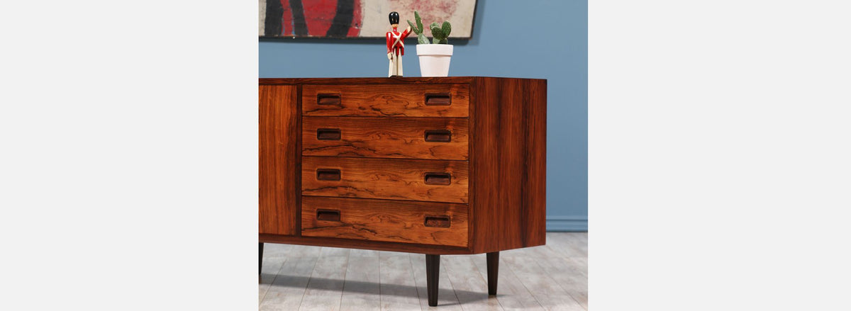Carlo Jensen Bi-Folding Door Rosewood Credenza for Hundevad & Co.