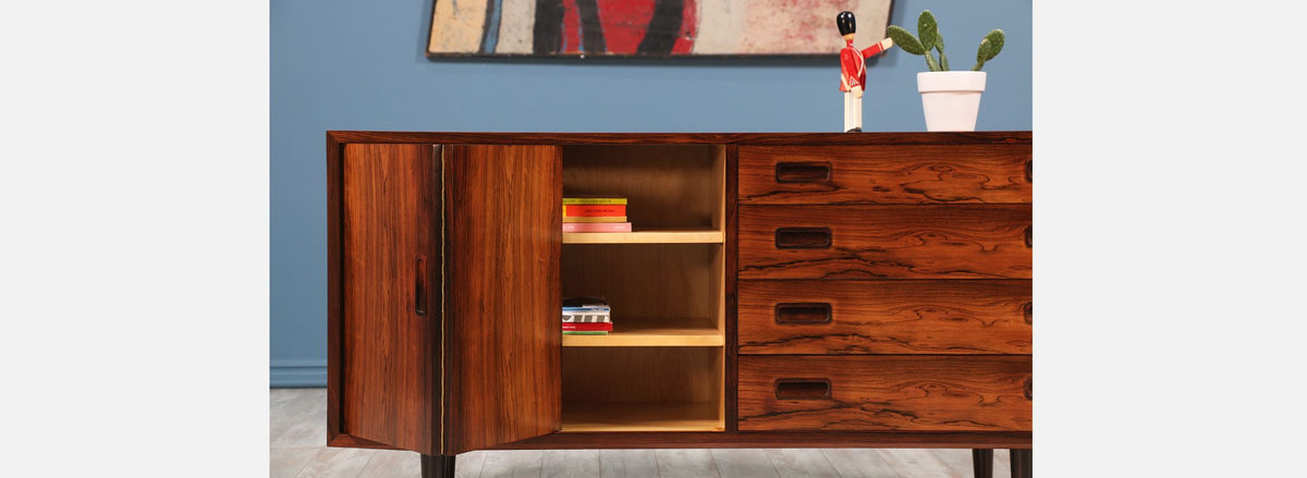 Carlo Jensen Bi-Folding Door Rosewood Credenza for Hundevad & Co.