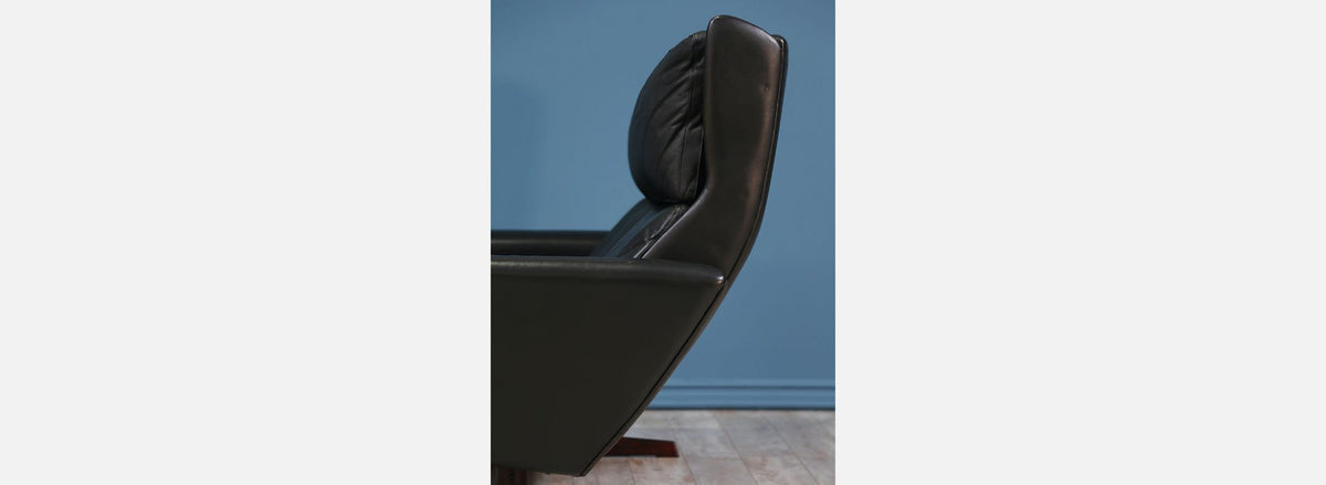 Georg Thams Leather & Rosewood Wing Back Sofa for Vejen Polstermøbelfabrik