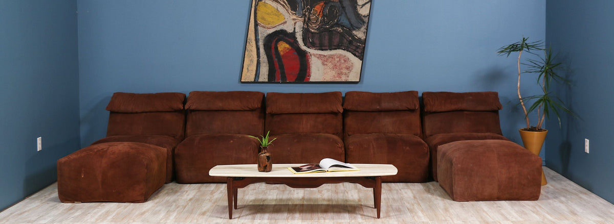 Mario Bellini "Le Bambole" Modular Seating Reverse Leather Sofa for Atelier Int.