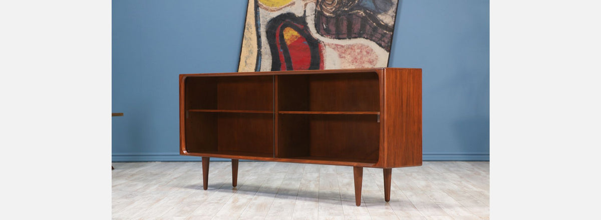 Danish Modern Low Profile Walnut Bookcase
