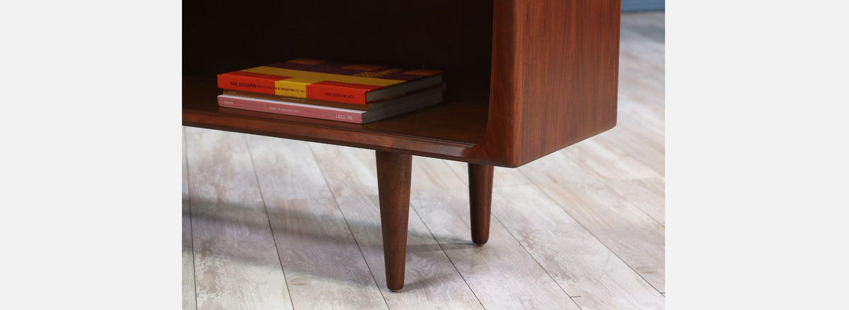 Danish Modern Low Profile Walnut Bookcase