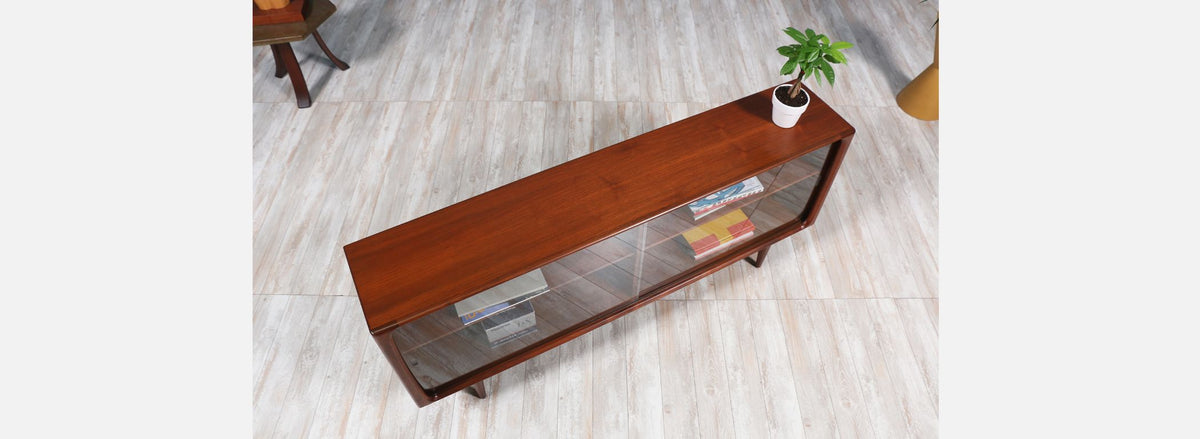 Danish Modern Low Profile Walnut Bookcase