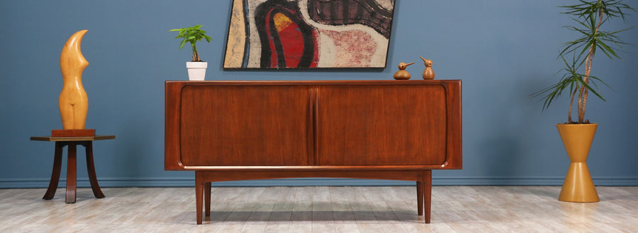 Danish Modern Tambour-Door Credenza by Bernhard Pedersen and Son