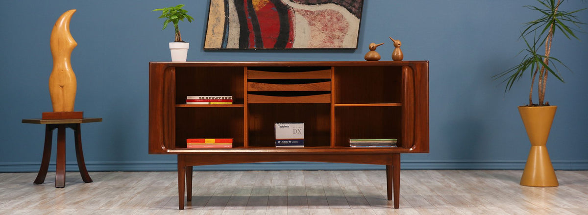 Danish Modern Tambour-Door Credenza by Bernhard Pedersen and Son