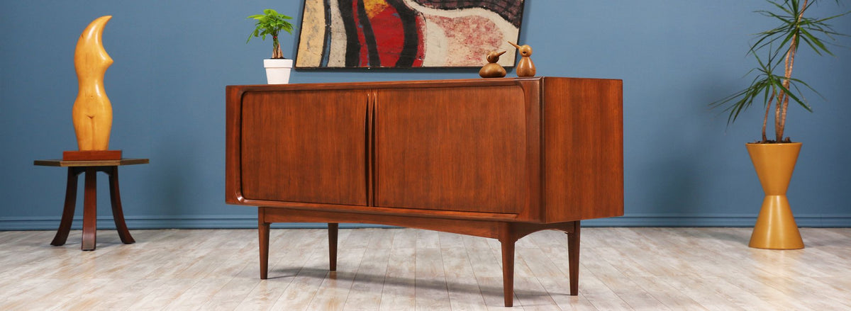 Danish Modern Tambour-Door Credenza by Bernhard Pedersen and Son