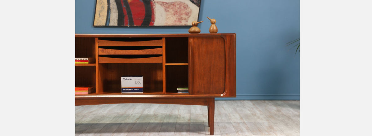 Danish Modern Tambour-Door Credenza by Bernhard Pedersen and Son
