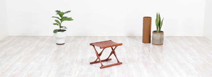 Poul Hundevad “Gold Hill” Teak Folding Stool for Vamdrup Stolefabrik