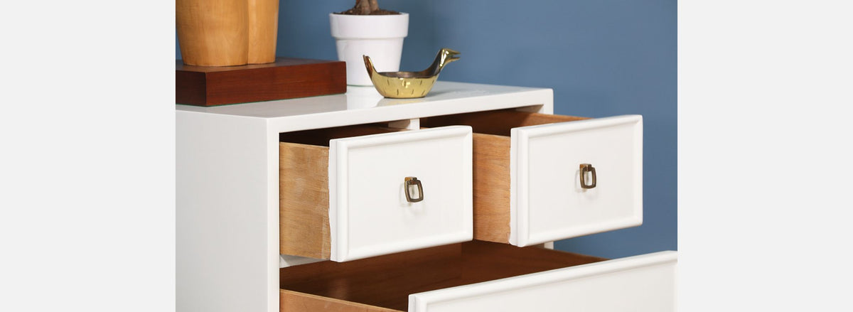 Mid Century Lacquered & Walnut Night Stands by American of Martinsville