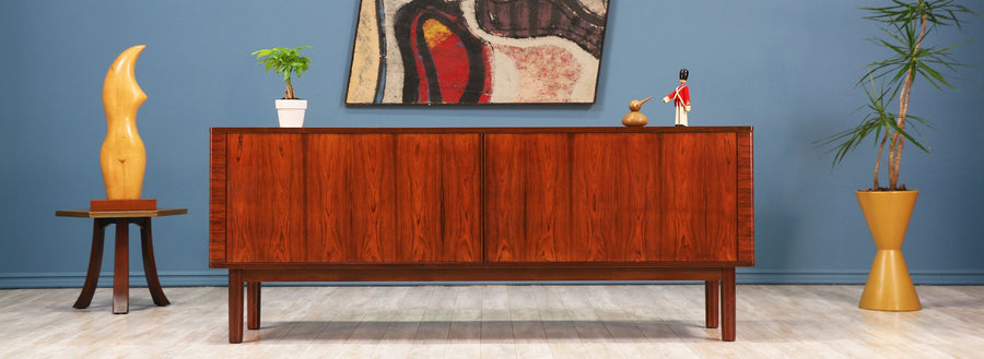 Danish Modern Tambour-Door Rosewood Credenza by Hornslet Møbelfrabrik