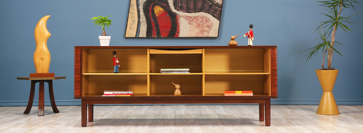 Danish Modern Tambour-Door Rosewood Credenza by Hornslet Møbelfrabrik