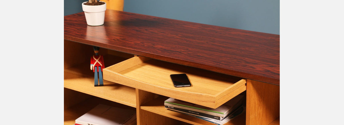 Danish Modern Tambour-Door Rosewood Credenza by Hornslet Møbelfrabrik