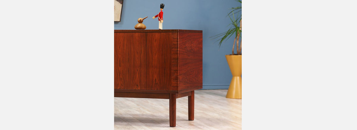 Danish Modern Tambour-Door Rosewood Credenza by Hornslet Møbelfrabrik