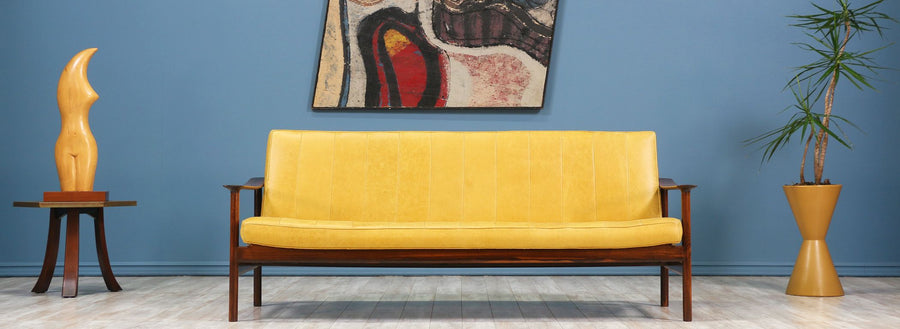 Torbjørn Afdal Rosewood & Leather Sofa for Svein Bjørneng 