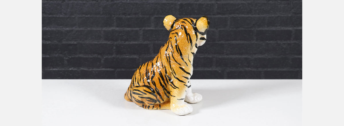 Mid-Century Italian Glazed Ceramic Tiger Sculpture