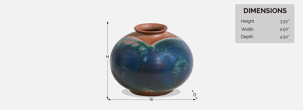Robert Maxwell Studio Stoneware Ceramic Vase with Blue & Green Glaze