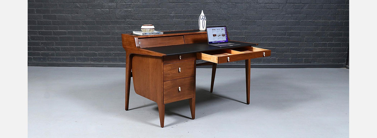 John Van Koert "Profile" Model-K80 Executive Desk w/ Leather Top for Drexel
