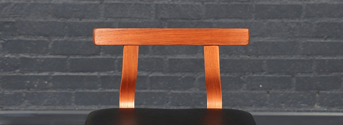 Danish Modern Teak & Leather Bar Stools by Korup Stolefabrik