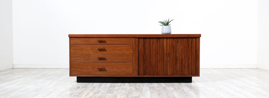 Glenn of California Tambour-Door Credenza with Black Formica Top