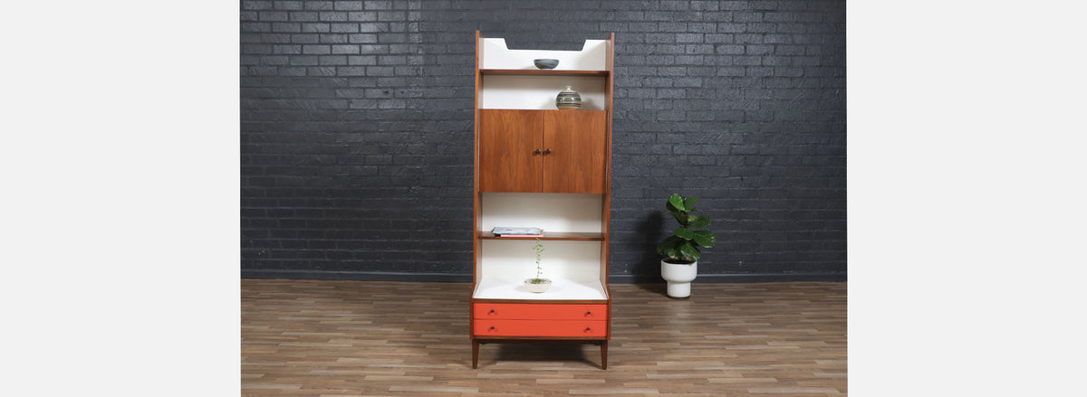 Kipp Stewart Two Tone Lacquered & Walnut Bookshelf for Glenn of CA 