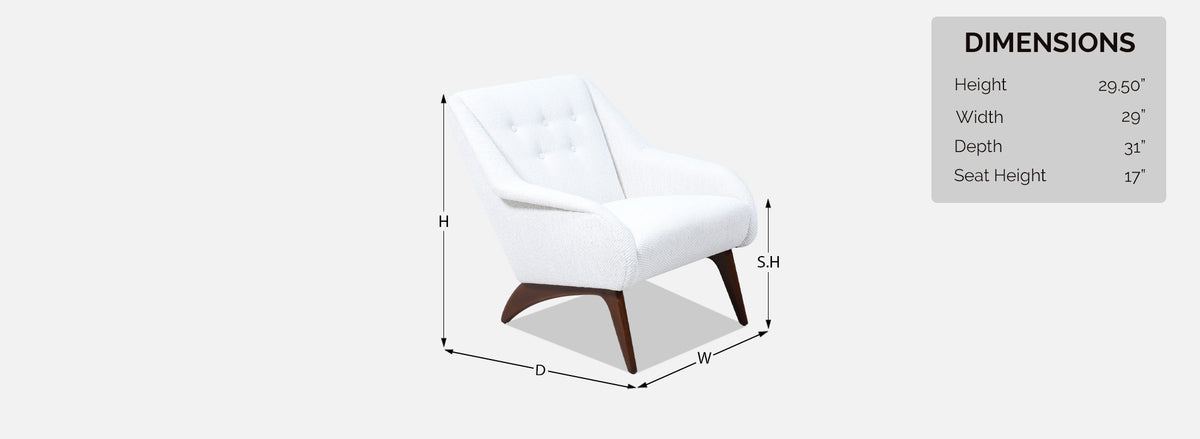 Mid-Century Modern Sculpted Teak & Tufted Lounge Chair