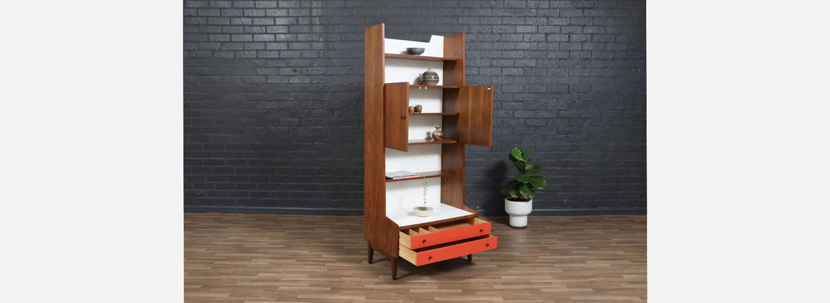 Kipp Stewart Two Tone Lacquered & Walnut Bookshelf for Glenn of CA 