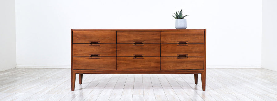 Mid-Century Modern 9-Drawer Walnut Dresser