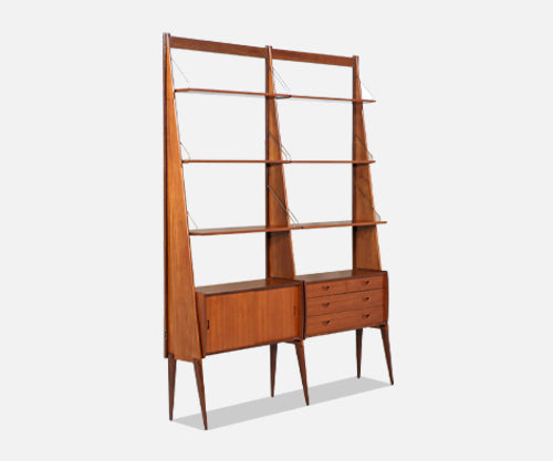 Norwegian Modern Free-Standing Modular Teak Bookshelf by Einar Raknes