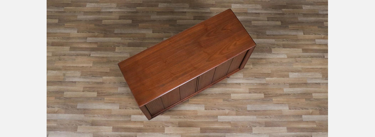 Californian Modern Tambour-Door Walnut Credenza by Barzilay
