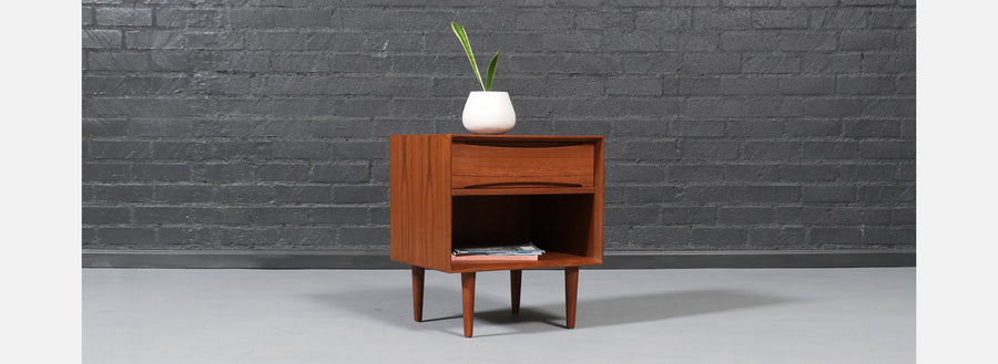 Danish Modern Teak Night Stand w/ Bookcase by Dyrlund