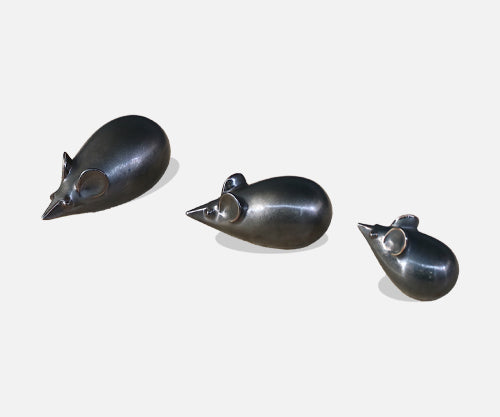 Vintage Glazed Ceramic Family Mice Set