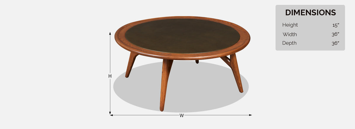Jack Van der Molen Sculpted Oak & Leather Top Coffee Table
