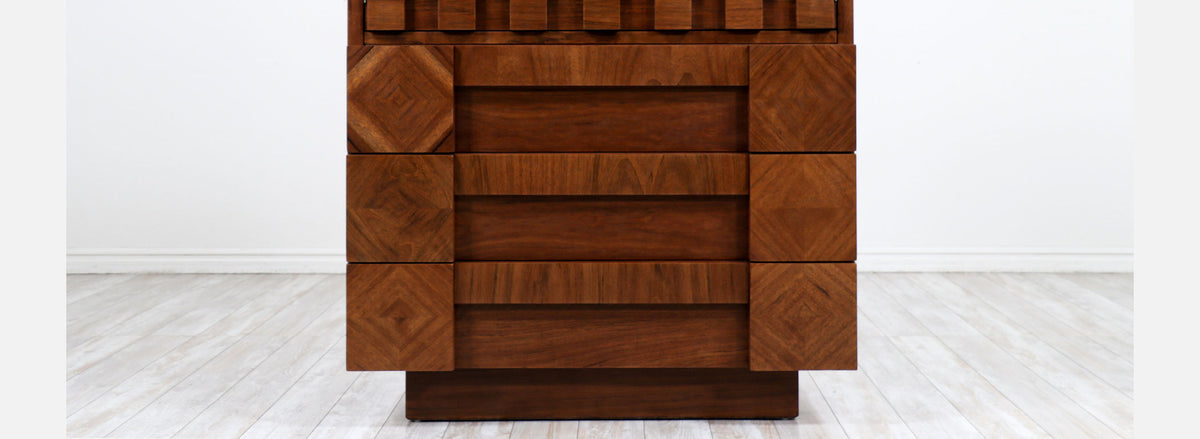 Mid-Century Modern "Stacatto" Geometric Highboy by Lane Furniture Co.