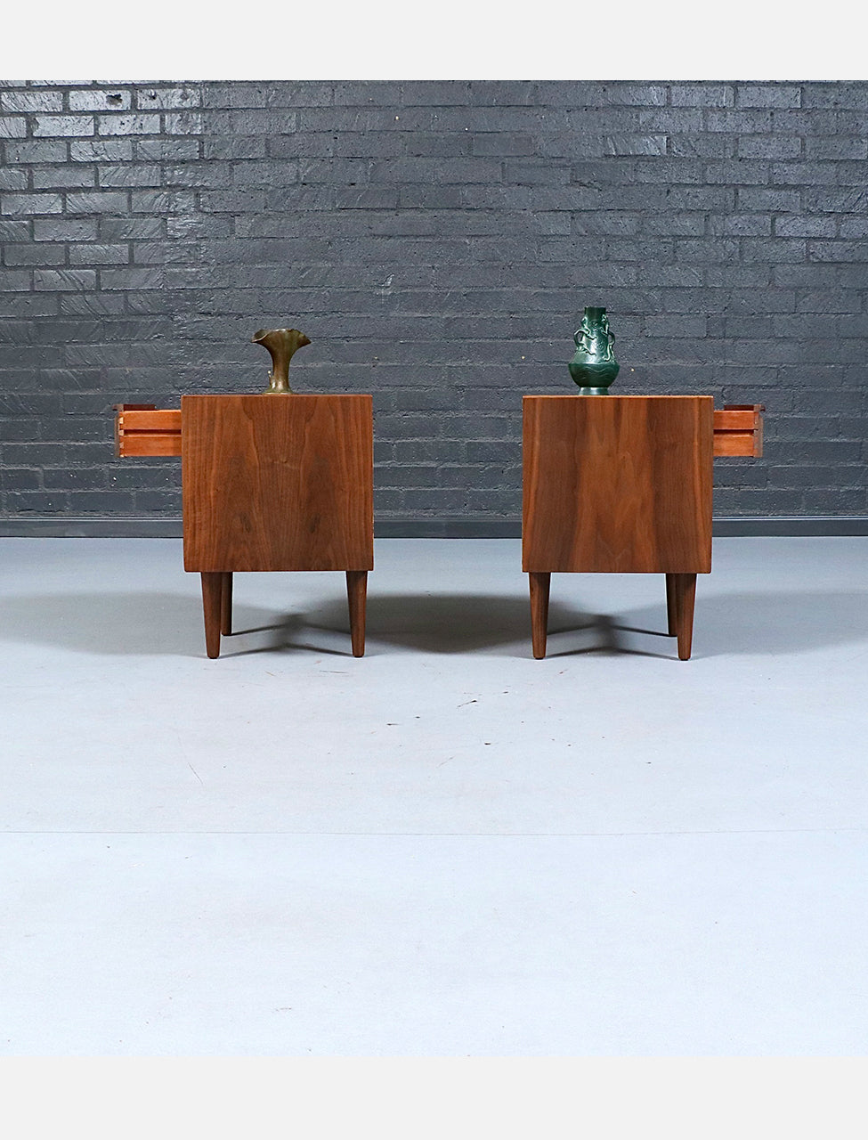 Norwegian Modern Walnut Night Stands w/ Bookcase for Westnofa