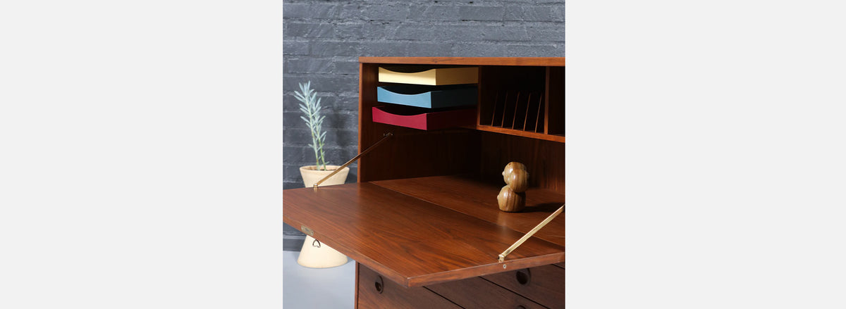 Yngve Ekström Walnut Drop-Leaf Writing Desk for Dux
