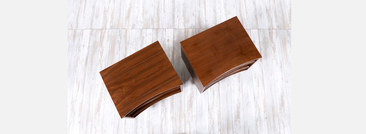 Mid-Century Modern Curved-Front Night Stands by Young Furniture