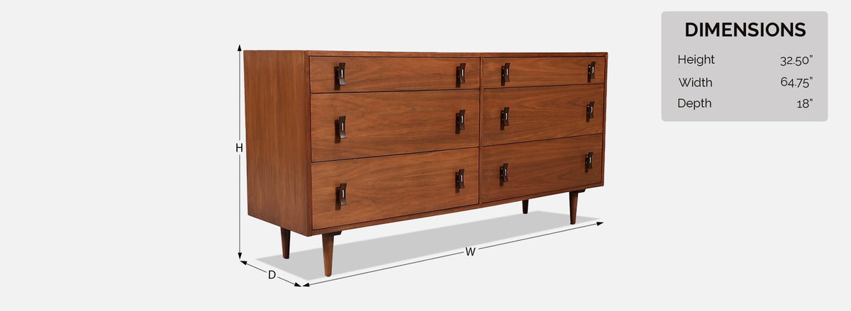 Stanley Young Walnut 6-Drawer Dresser for Glenn of California