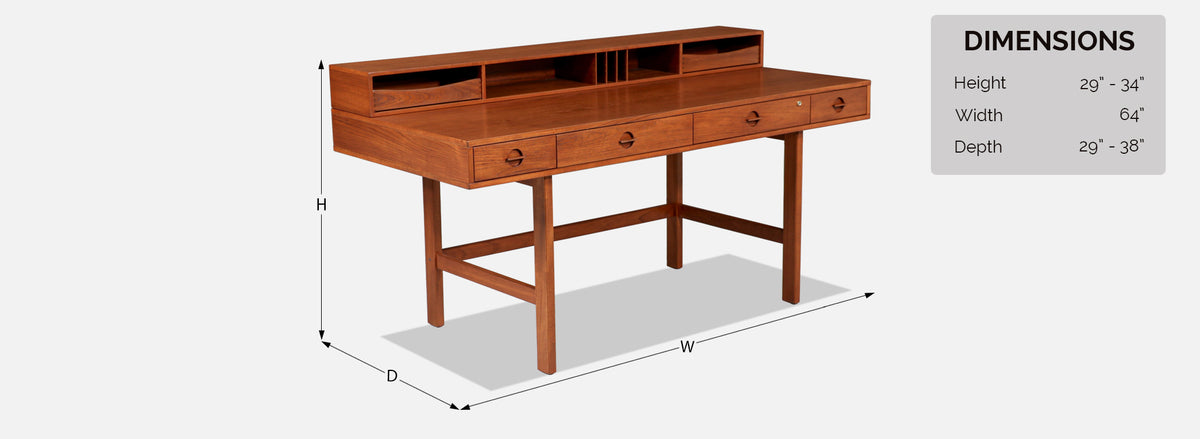 Danish Modern Flip-Top Partners Teak Desk by Peter Løvig Nielsen